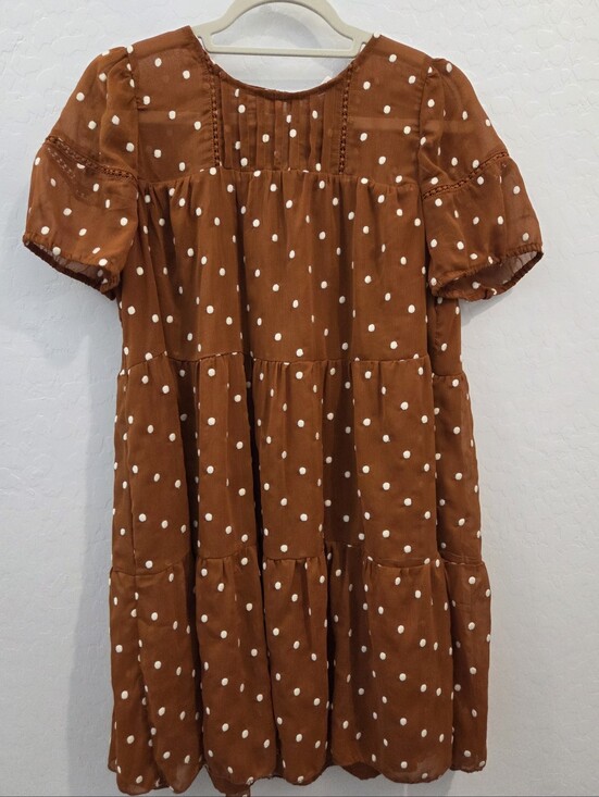Blu Pepper Dresses & Skirts - Blu Pepper Rust Polka Dot Tiered Mini Dress